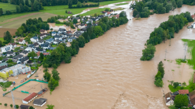 Floods in Slovenia, River Sava in Tacen